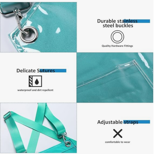 Kitchen Apron Sky Blue Waterproof Oilproof Canvas Double Layer For Work Clothes Aprons