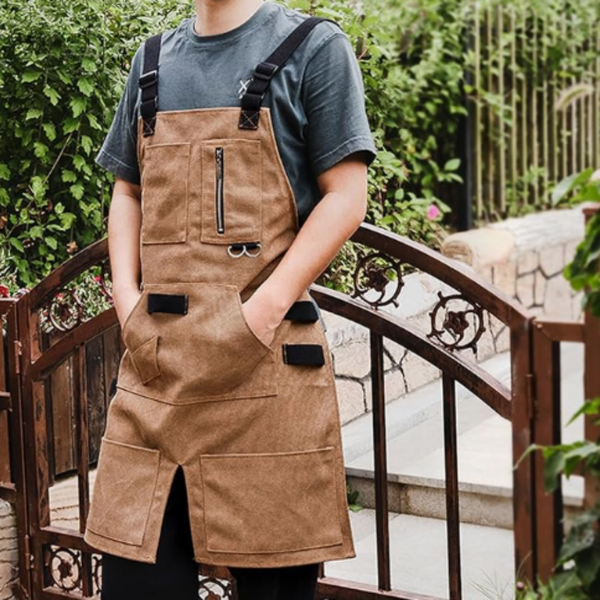 Gardening Apron Brown Denim Canvas Outdoor Work Clothes For Men Women Tool Carriers Aprons & Belts