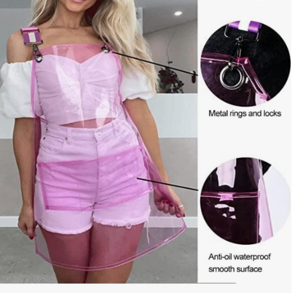 Kitchen Apron Pink Waterproof Tpu For Men Women Work Clothes Barber Haircut Aprons