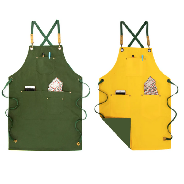 Kitchen Apron Green Yellow Solid Cooking For Men Women Chef Waiter Cafe Hairdresser Aprons