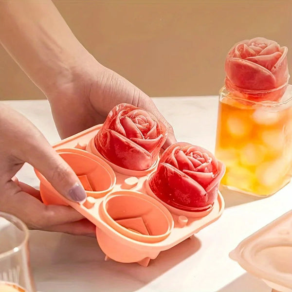 Elegant Rose Shaped Ice Cube Mold Reusable Silicone Icetray Flower Ball Food Grade For Effortless Dessert Summer Drinks Ice Cubes Trays & Moulds