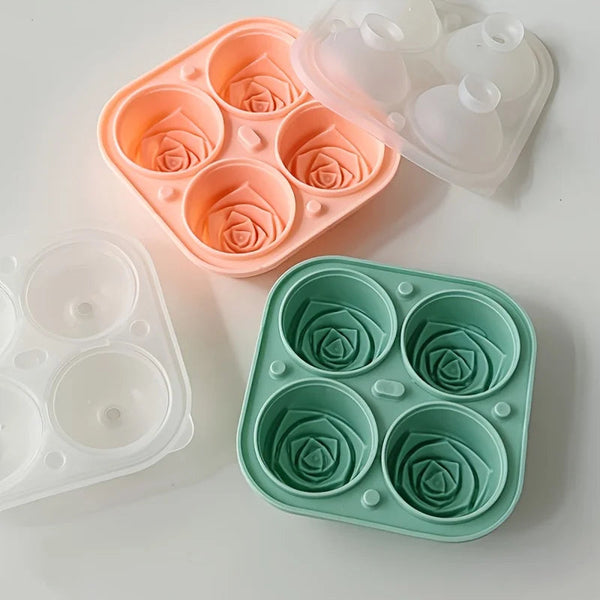 Elegant Rose Shaped Ice Cube Mold Reusable Silicone Icetray Flower Ball Food Grade For Effortless Dessert Summer Drinks Ice Cubes Trays & Moulds