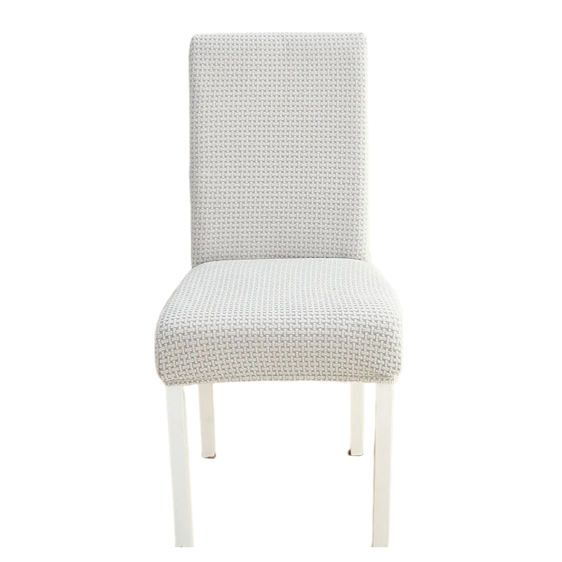 Chair Cover Light Grey Micro Knitted Design Elastic Material For Dining Room Kitchen Slipcovers
