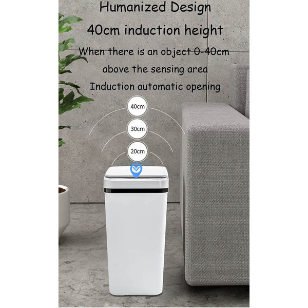 Bathroom Touchless Trash Can 12L Automatic Motion Sensor Lid Odor Proof Bin Rubbish Bins