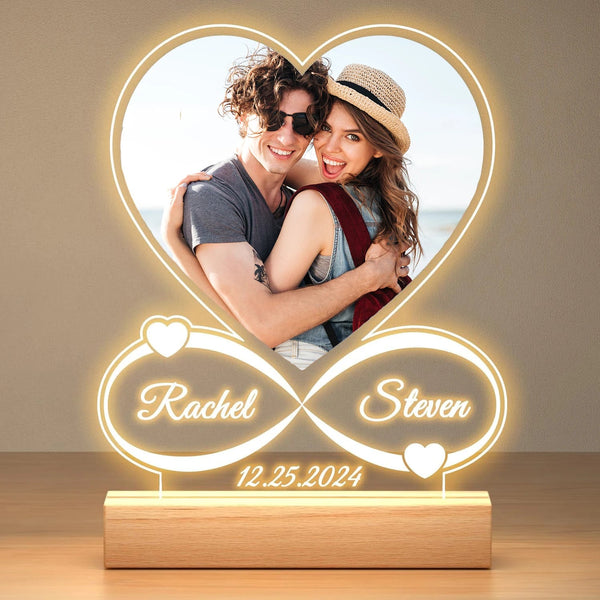 Personalized 3D Photo Acrylic Lamp Customized Text Night Light Bedroom Wedding Valentine's Day Anniversary Birthday Gift Night Lights