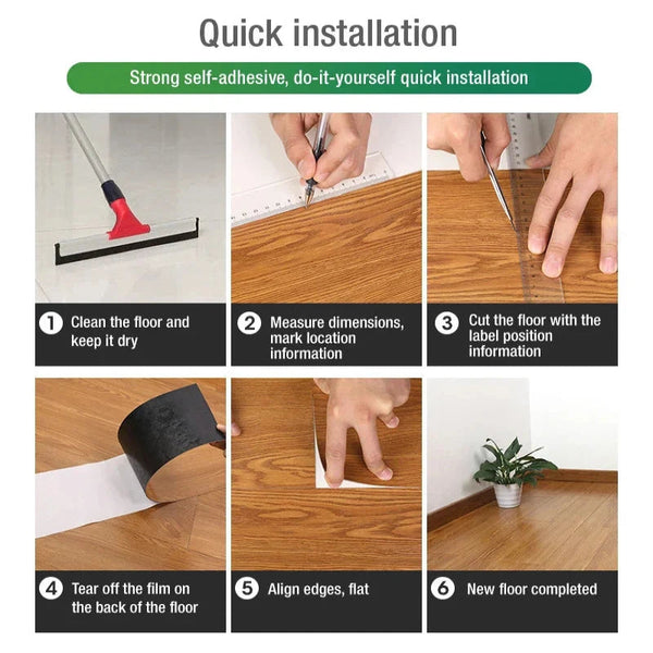 5Pcs Vinyl Tile Red Mahogany Stain Self Adhesive Floor Wood Grain Stickers Floor & Wall Tiles