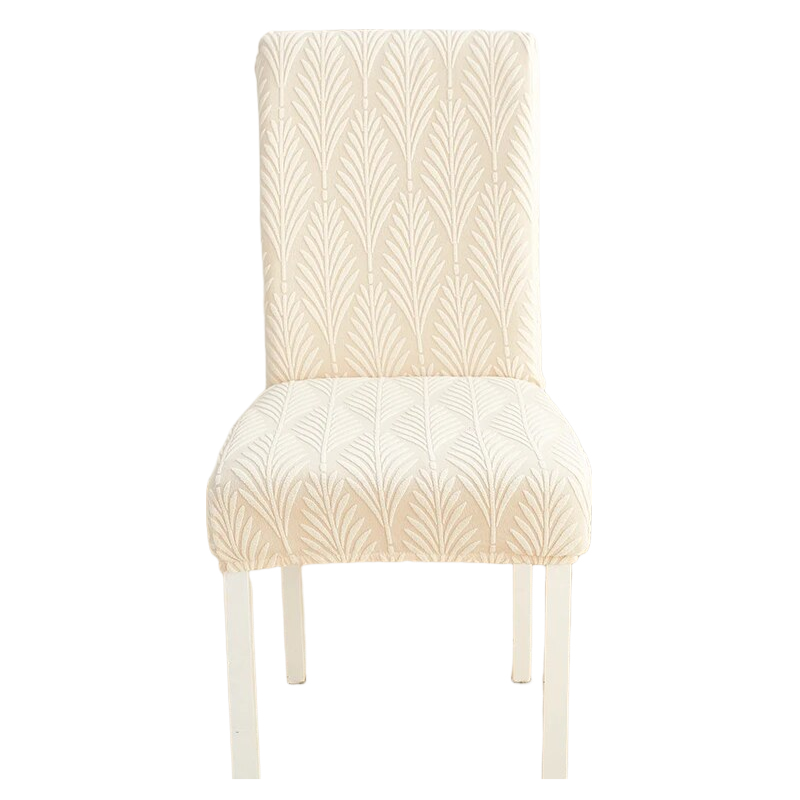 Chair Cover Beige Series Leaf Lines Design Elastic Material For Dining Room Kitchen Slipcovers