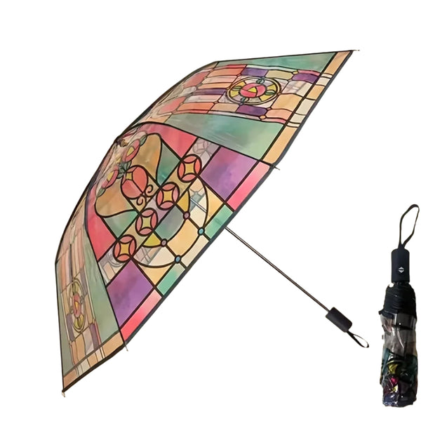 British Wind Rainforest Arch Transparent Umbrella Stained Glass Long Handle Automatic Large Romantic Sunny Umbrellas