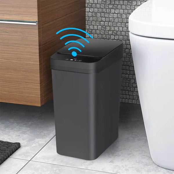Bathroom Touchless Trash Can 12L Automatic Motion Sensor Lid Odor Proof Bin Rubbish Bins