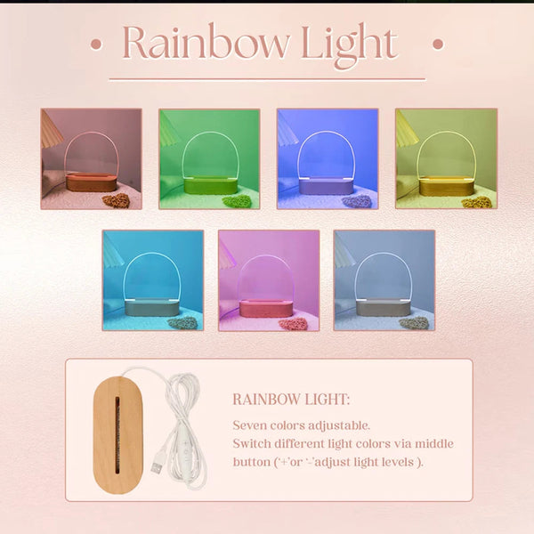 Custom Name & Date Acrylic Plaque With Cute Mouse Night Light Plate Animals Lamp Little One Kids Bedside Baptism Gifts Lamps