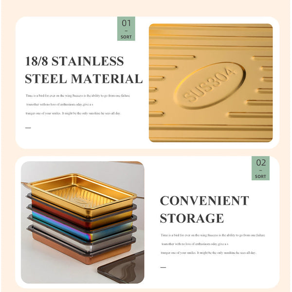 Pink Rainbow Food Grade Stainless Steel Crisper Box Storage With Lid Food Storage Containers