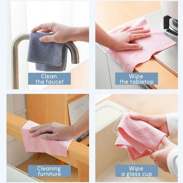 Reusable Cleaning Wipe Household Kitchen Cloth Microfiber Towel Rolls Dish Rags Wash Paper Replacement 1 Of 20 Sheets Cleaning Towels & Cloths