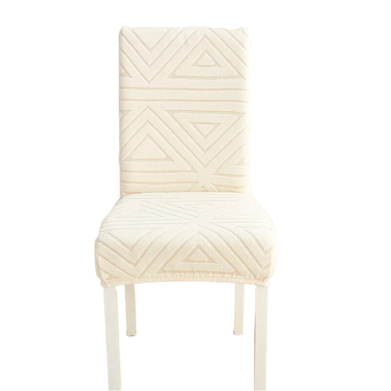 Beige Triangular Design Chair Cover With Elastic Material For Dining Room Slipcovers
