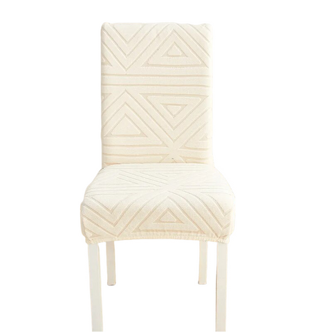 Beige Triangular Design Chair Cover With Elastic Material For Dining Room Slipcovers