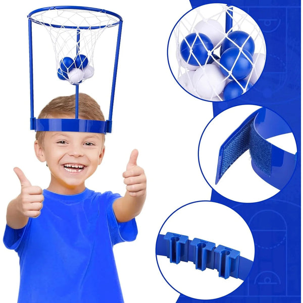 2 Pack Head Hoop Basketball Party Game For Kids Adults Adjustable Net Headband With 20 Balls Fun Gift Birthday Outdoor Toy Balls