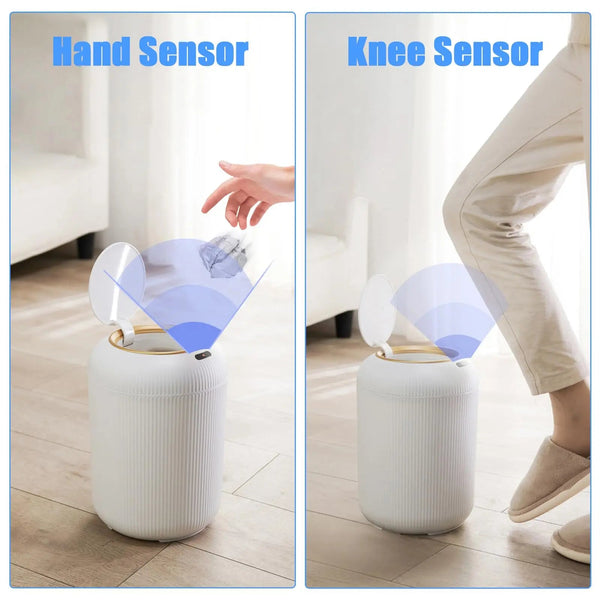 Automatic Trash Can With Lid Small Plastic Smart Motion Sensor For Bedroom Bathroom Kitchen Office Rubbish Bins