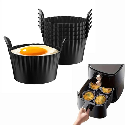 Silicone Air Fryer Egg Poacher Cupcake Baking Cups Ramekins Ovens Basket Air Fryer Accessories