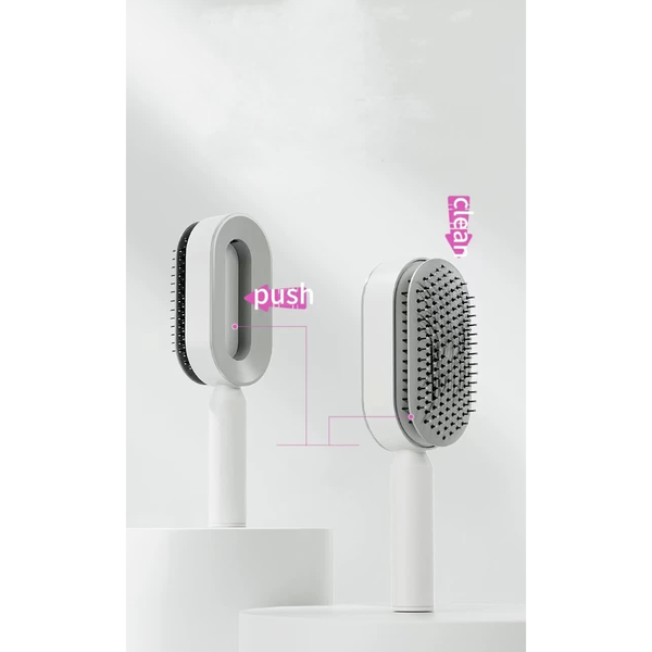 Elosung Self Cleaning Hair Brush With One Click Release | Massage Cushion Design Anti Frizz Detangling Brushes & Combs