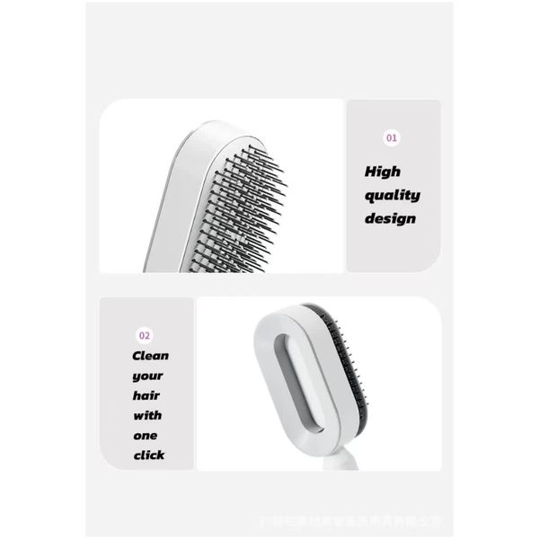 Elosung Self Cleaning Hair Brush With One Click Release | Massage Cushion Design Anti Frizz Detangling Brushes & Combs