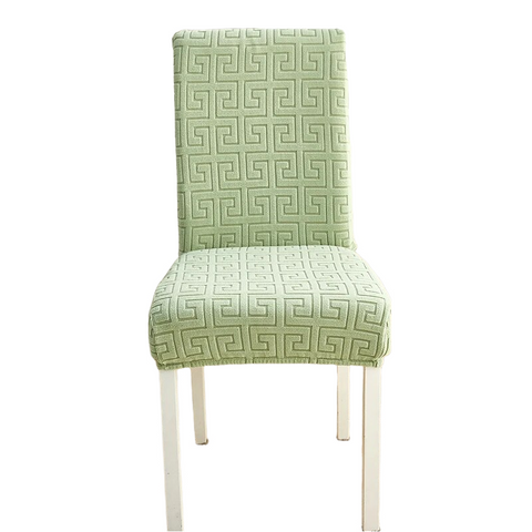 Chair Cover Light Green Square Geometric Design Elastic Material For Slipcovers