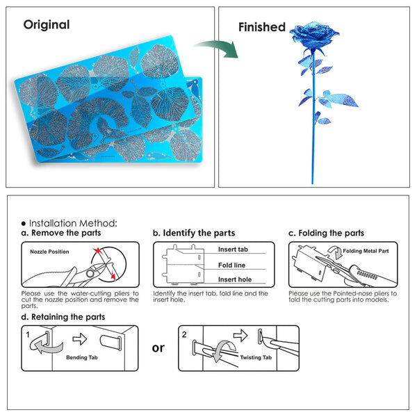 Piececool 3D Metal Puzzle Golden Rose Diy Model Kits For Adult Teen Toys Jigsaw Gifts Valentine's Day
