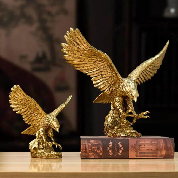 Home Figurine Golden Eagle Statue Medium Resin For Living Room Decoration Accessories Sculptures & Figurines