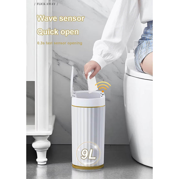 7/9L Automatic Sensor Trash Can Fashionable Roman Striped Bathroom Toilet Smart Kitchen Induction Garbage Bin Dustbin Rubbish Bins