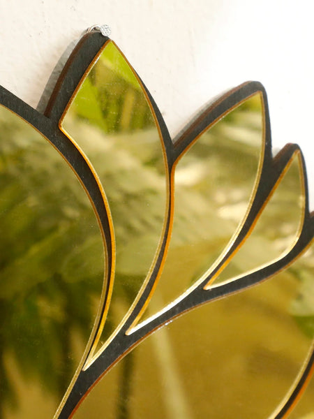 1Pc Acrylic Lotus Flower Wall Mirror Decorative Modern Hanging Wooden Home For Living Room Bedroom And Office Mirrors