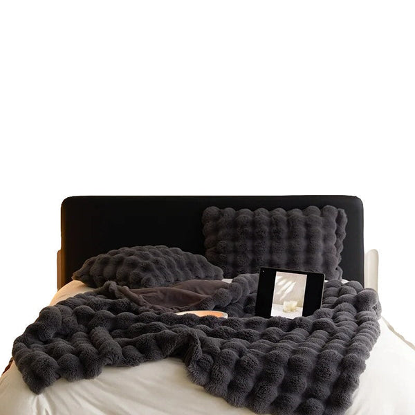 Dark Grey Tuscan Imitation Thick Fur Blanket For Beds Sofa 160X200cm Blankets