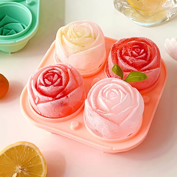 Elegant Rose Shaped Ice Cube Mold Reusable Silicone Icetray Flower Ball Food Grade For Effortless Dessert Summer Drinks Ice Cubes Trays & Moulds