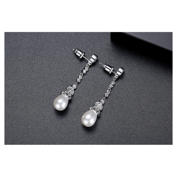 Shell Bead Brass Zircon Women's Long Style European And American Fashion Exquisite Commuting Accessories Earrings