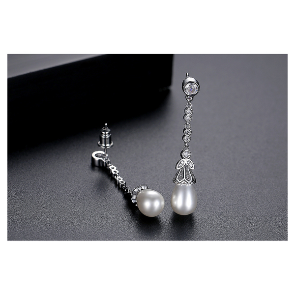 Shell Bead Brass Zircon Women's Long Style European And American Fashion Exquisite Commuting Accessories Earrings