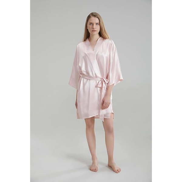 Silk Robe Pink Luxurious Lightweight Satin Gown Soft & Breathable Loungewear Premium Comfort Timeless Elegance With Every Wear Sleepwear