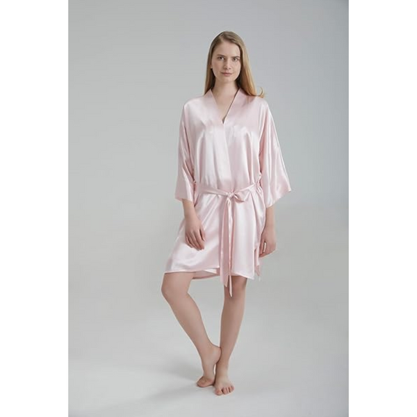 Silk Robe Pink Luxurious Lightweight Satin Gown Soft & Breathable Loungewear Premium Comfort Timeless Elegance With Every Wear Sleepwear
