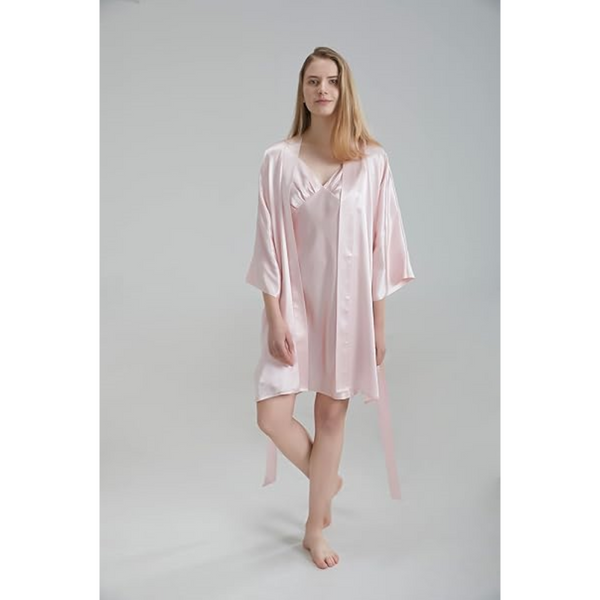 Silk Robe Pink Luxurious Lightweight Satin Gown Soft & Breathable Loungewear Premium Comfort Timeless Elegance With Every Wear Sleepwear