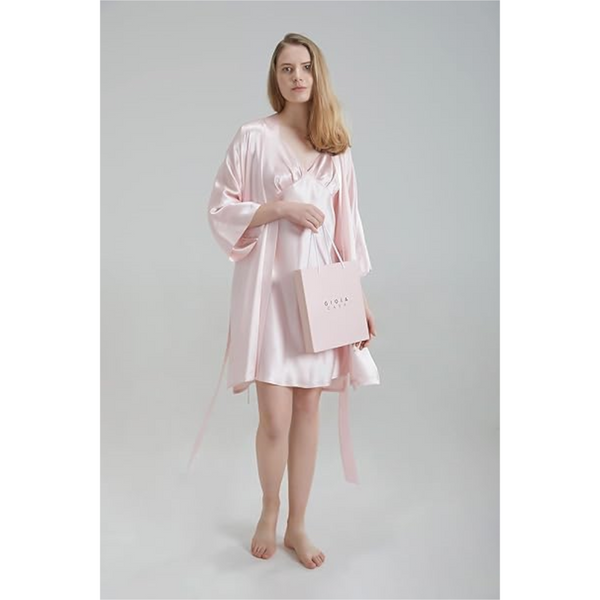 Silk Robe Pink Luxurious Lightweight Satin Gown Soft & Breathable Loungewear Premium Comfort Timeless Elegance With Every Wear Sleepwear