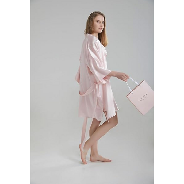 Silk Robe Pink Luxurious Lightweight Satin Gown Soft & Breathable Loungewear Premium Comfort Timeless Elegance With Every Wear Sleepwear