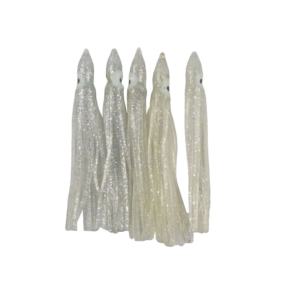 Swimerz Octopus Skirts 100Mm Silver Glitter 5 Pack Baits & Lures