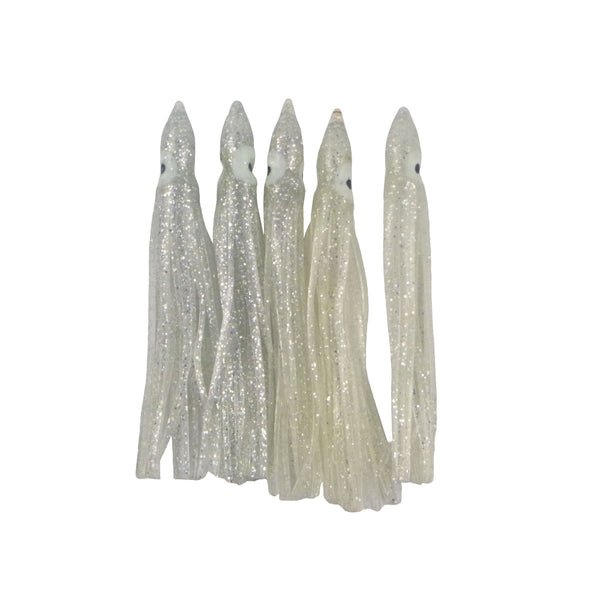 Swimerz Octopus Skirts 100Mm Silver Glitter 5 Pack Baits & Lures