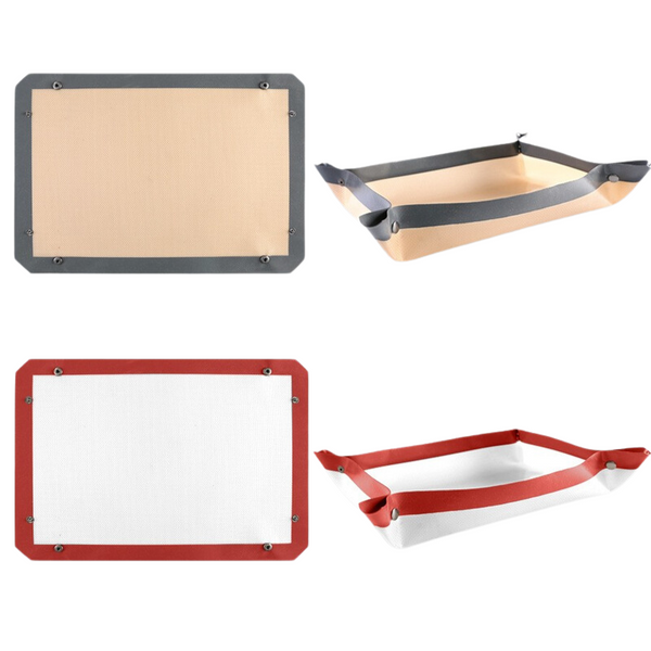 Elosung 2 Piece Set (Gray Edge Yellow Background + Red White Background) Non Stick Silicone Baking Mat For Oven & Microwave | Reusable Thickened Fiber