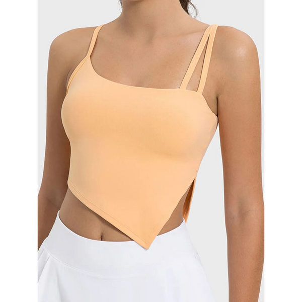Slit Asymmetrical Neck Active Cami Tops