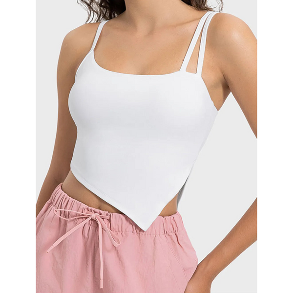 Slit Asymmetrical Neck Active Cami Tops