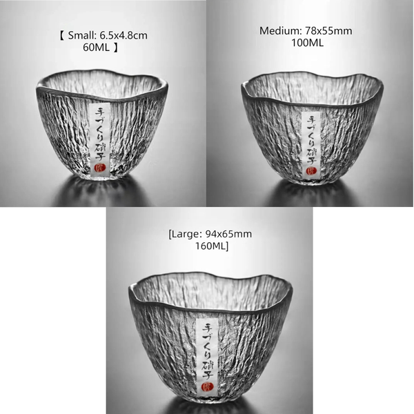 Small Personal Cup Tea Tasting Hammer Patterned Kung Fu Heat Resistant Glass Single Cups & Saucers