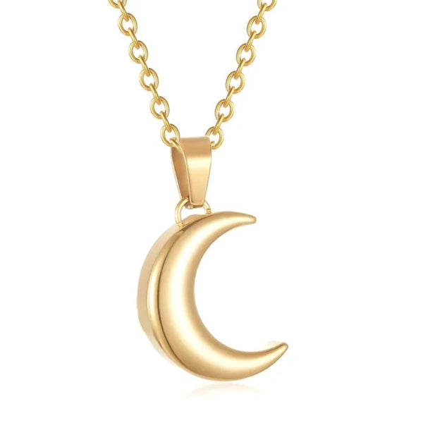 Veile Studios Smooth Moon Urn Necklaces Hold Human Pet Ashes Stainless Steel Memorial Pendant Necklaces & Pendants