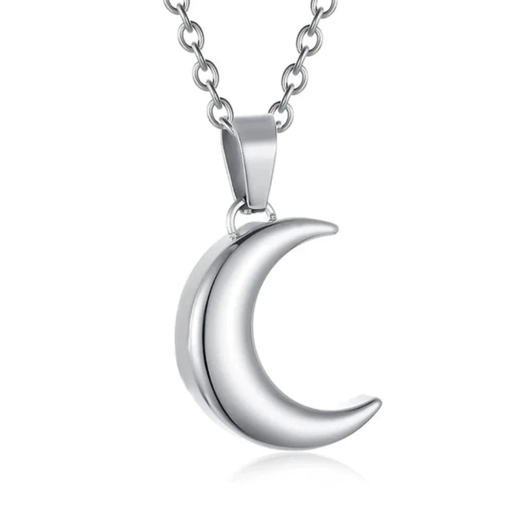 Veile Studios Smooth Moon Urn Necklaces Hold Human Pet Ashes Stainless Steel Memorial Pendant Necklaces & Pendants