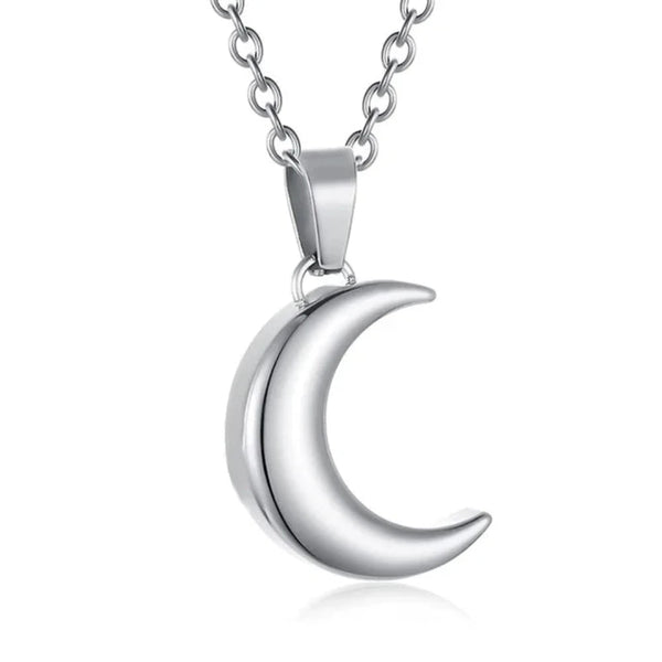 Veile Studios Smooth Moon Urn Necklaces Hold Human Pet Ashes Stainless Steel Memorial Pendant Necklaces & Pendants
