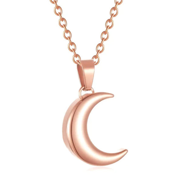 Veile Studios Smooth Moon Urn Necklaces Hold Human Pet Ashes Stainless Steel Memorial Pendant Necklaces & Pendants