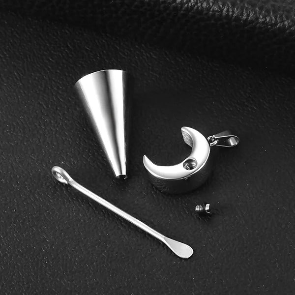 Veile Studios Smooth Moon Urn Necklaces Hold Human Pet Ashes Stainless Steel Memorial Pendant Necklaces & Pendants