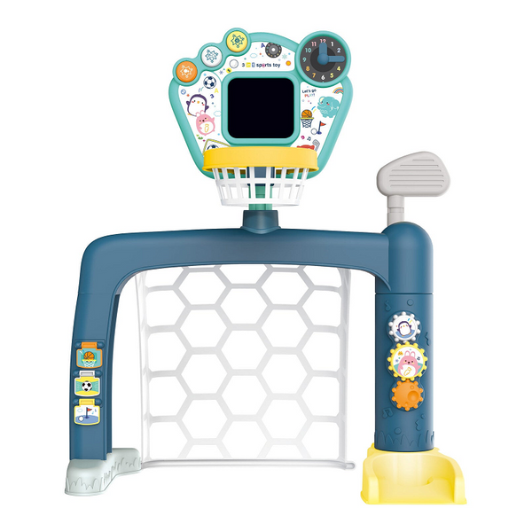 Gem Toys Sports World 3 In 1 Indoor Basketball Soccer Goal And Golf Set Outdoor Toy Balls