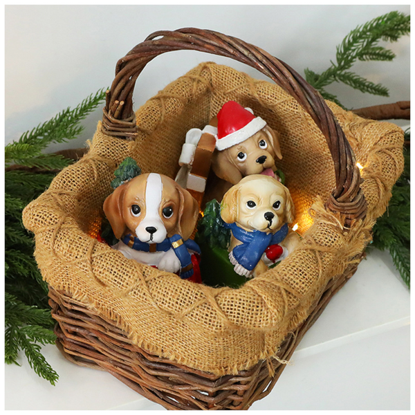 St. Yuan New Diy Scene Decoration Dog Gift Set Resin Ornament Christmas Window Display Wholesale Seasonal Decorations